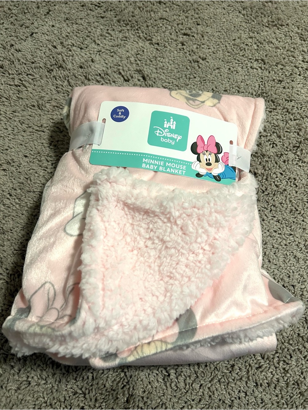 Disney Minnie Mouse Soft & Cuddly Pink Plush Baby Blanket*30”x 40” New With Tags